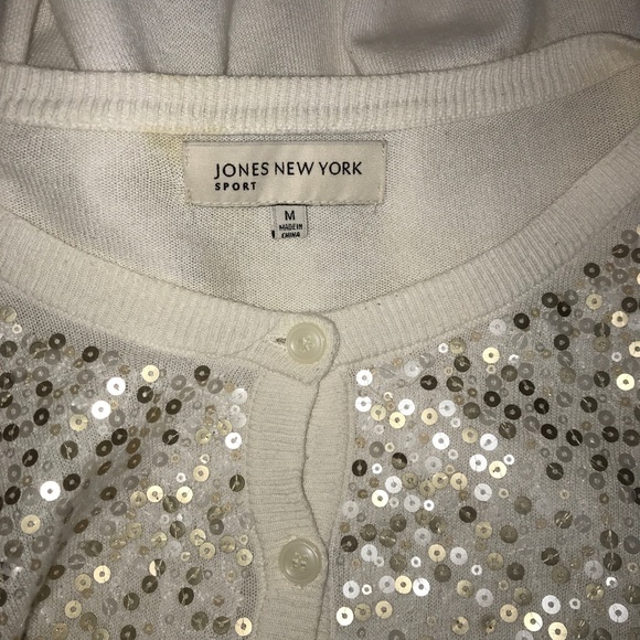 Jones New York Off White Gold Sequins SoftCardigan - Picture 7 of 12